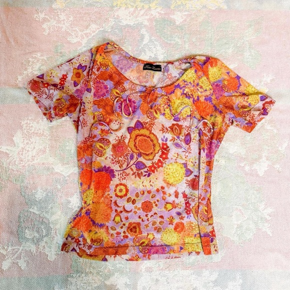 Kim Lauren Vintage Mesh Baby Tee Size S - Picture 1 of 6